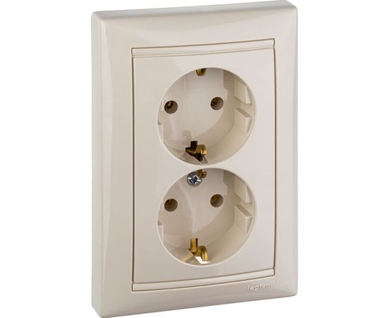 Розетка Legrand 2-м СП Valena в сборе с заземлением слоновая кость Leg 774370 