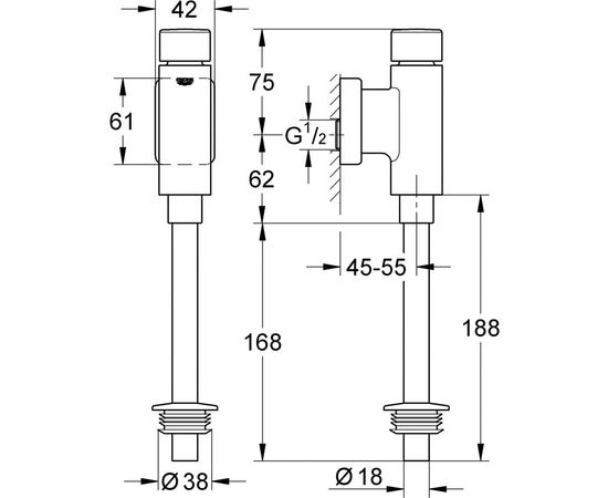 Смывное устройство для писсуара GROHE 37346000 – изображение 2
