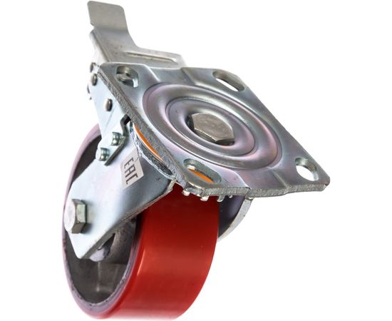 Колесо большегрузное с полиуретановой шинкой С-4102-DUS поворотное, с тормозом, г/п 600 кг, 124 мм EURO-LIFT 00018526 – изображение 2