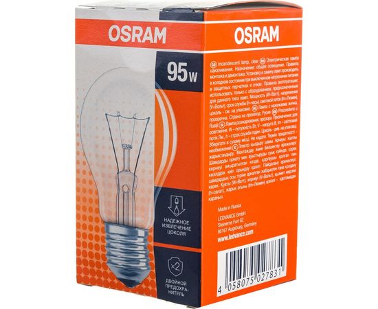 Лампа накаливания OSRAM CLAS A CL 95W 230V E27 FS1 4058075027831 – изображение 5
