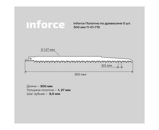 Полотно по древесине 5 шт, 300 мм Inforce 11-01-715 – изображение 5