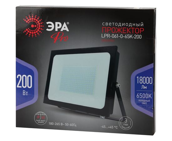 Уличный светодиодный прожектор ЭРА LPR-061-0-65K-200 200Вт, 18000Лм, 6500к, 424х372х34, 4/96 Б0043594 – изображение 5