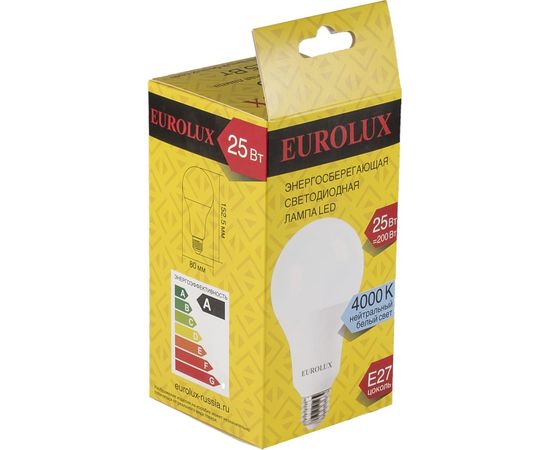 Светодиодная лампа Eurolux LL-E-A80-25W-230-4K-E27 груша, 25Вт, нейтр., Е27 76/2/76 – изображение 5