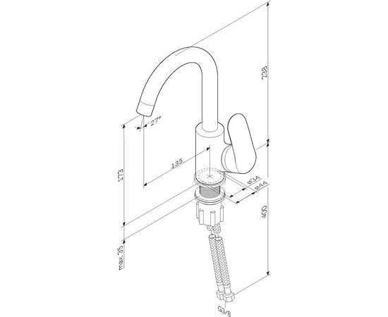 Смеситель для умывальника с поворотным изливом AM.PM Like хром F8002700 – изображение 7