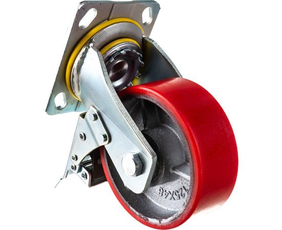 Колесо большегрузное с полиуретановой шинкой С-4102-DUS поворотное, с тормозом, г/п 600 кг, 124 мм EURO-LIFT 00018526 – изображение 7