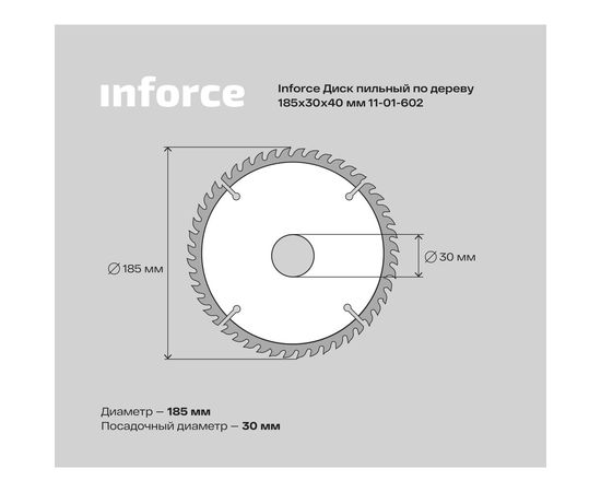 Диск пильный по дереву (185х30 мм; 40Z) Inforce 11-01-602 – изображение 8