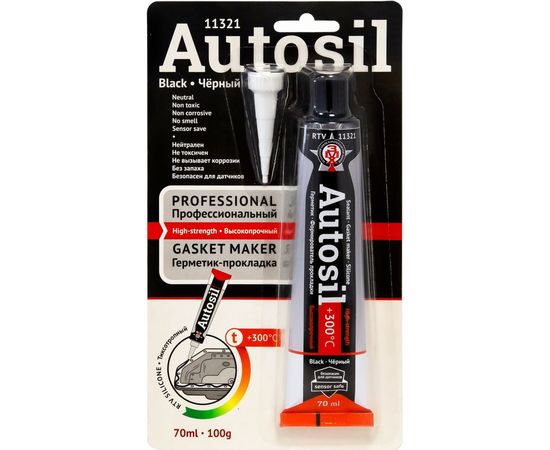 Силиконовый высокопрочный герметик-прокладка АВТОСИЛ 11321 (черный; 100 г) 11321-100-В 