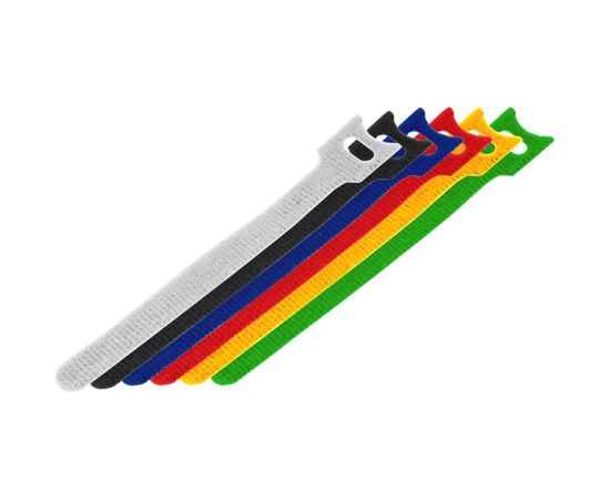 Набор многоразовых хомутов-стяжек на липучке REXANT 150х12 мм, цветная, упаковка 12 шт 07-7150 