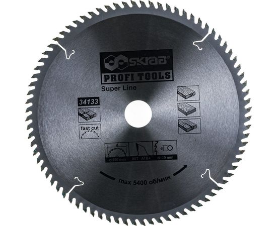 Диск пильный по дереву SUPER LINE (250х30 мм; 80Т) SKRAB 34133 