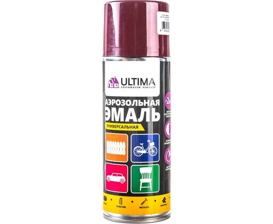 Аэрозольная краска для металлочерепицы Ultima ВИННО-КРАСНЫЙ RAL 3005, 520 мл ULT0200 