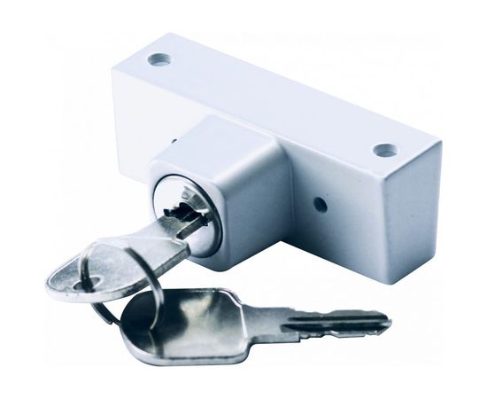 Блокирующий замок для ПВХ окон DORF с ключом 2 ключа, белый WBL-01_White 
