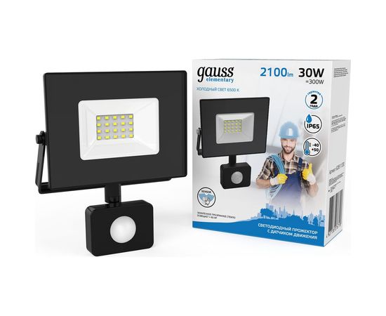 Светодиодный прожектор Gauss Elementary LED 30W 2100lm IP65 6500К 628511330 
