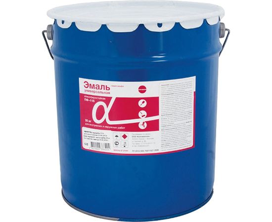 Универсальная эмаль Krafor ПФ-115 красная 20 кг 1 30762 