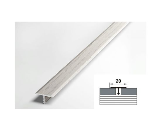 Порог т-образный алюминиевый (20 мм; 2.7 м; декоративный; дуб арктик) Лука УТ000038602 – изображение 2