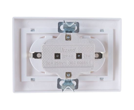 Двойная розетка Lezard MIRA, с заземлением, керамика, белый с серой вставкой 701-0215-127 – изображение 2