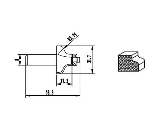 Фреза HM профильная тип G (31.7х17.3х5.74х58.3 мм) REDVERG 840751 6625698 – изображение 2