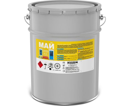 Универсальная грунтовка по металлу и дереву МАЙ ГФ-021 серая, ведро 23 кг 205509 – изображение 2