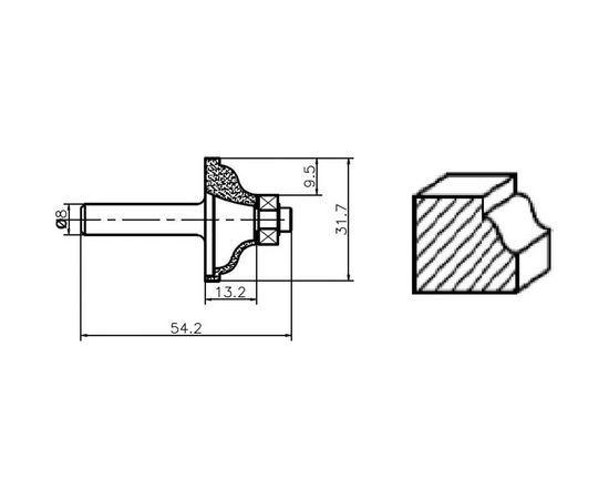 Фреза HM профильная тип A (31.7х13.2х54.2 мм) REDVERG 840671 6625690 – изображение 2