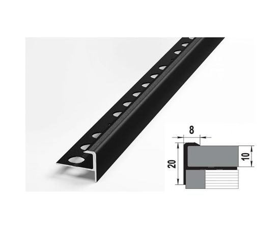 Профиль угловой алюминиевый ЛУКА 20х8 мм, 2,7 м, 5 шт, декоративный, Черный УТ000023601 – изображение 2