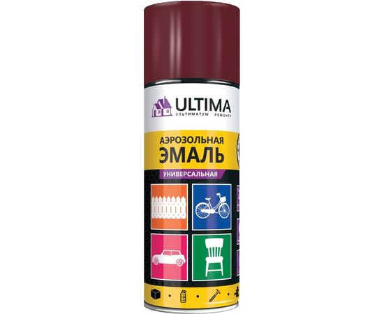 Аэрозольная краска для металлочерепицы Ultima ВИННО-КРАСНЫЙ RAL 3005, 520 мл ULT0200 – изображение 2