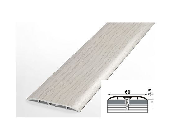 Порог прямой алюминиевый ЛУКА (60 мм, 1,8 м, декоративный, Дуб арктик) УТ000012605 – изображение 2