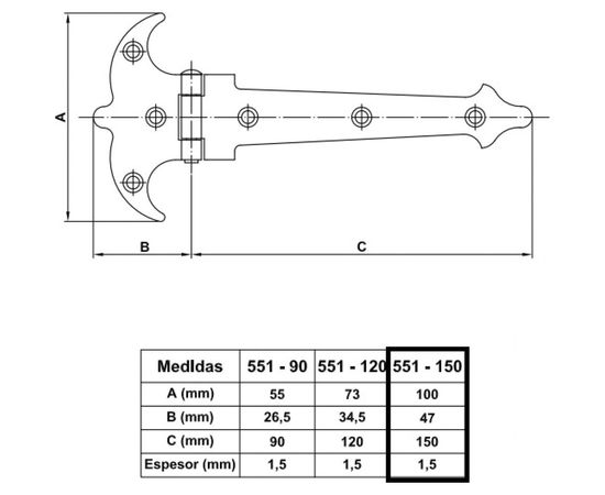 Накладная петля Amig черная 551-150х100х1,5 – изображение 2