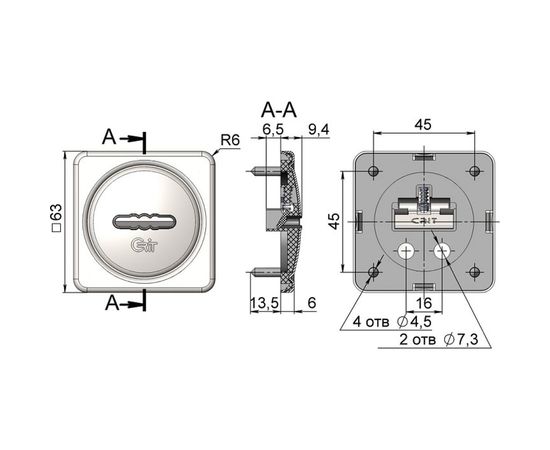 Ключевина CRIT КлС-К11 Лб/Лш латунь блестящая, латунь шлифованная, пара 05266 – изображение 3
