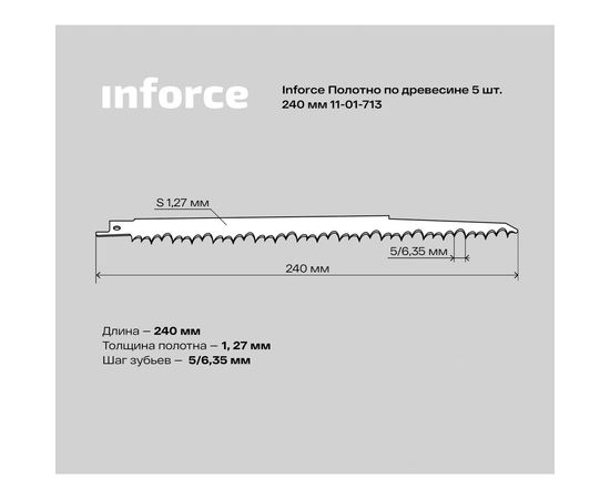 Полотно по древесине 5 шт, 240 мм Inforce 11-01-713 – изображение 6