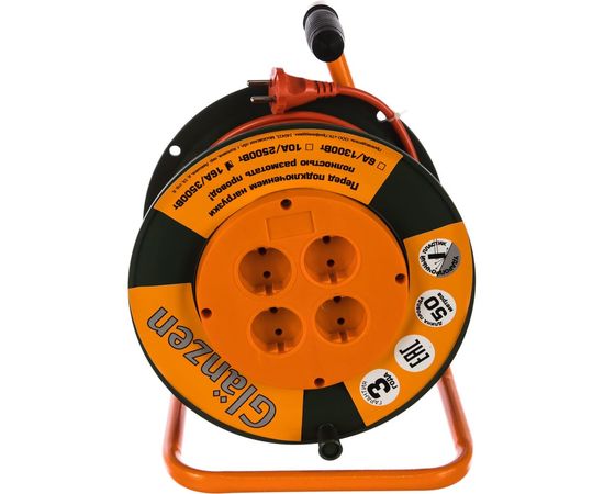 Силовой удлинитель на катушке 4 гн. ПВС 2х1,5 Glanzen EB-50-006 00-00000524 