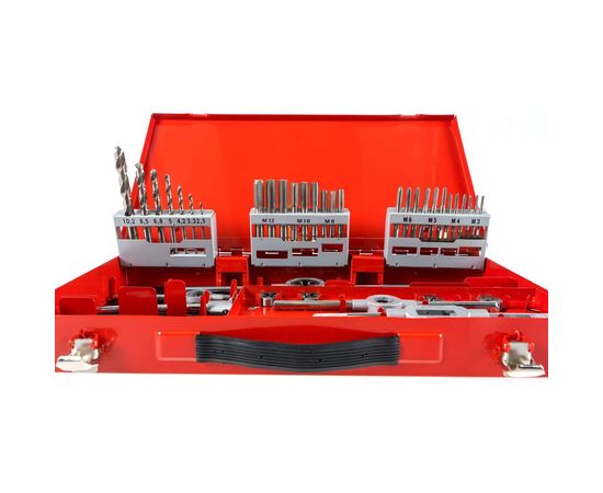 Резьбонарезной набор M3-M12 HSS метчики+плашки+воротки+сверла, 44шт RUKO 245030 