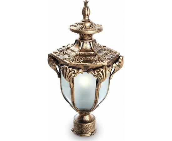 Садово-парковый светильник, шестигранный на столб 60W 230V E27, черное золото Feron PL4045 11425 