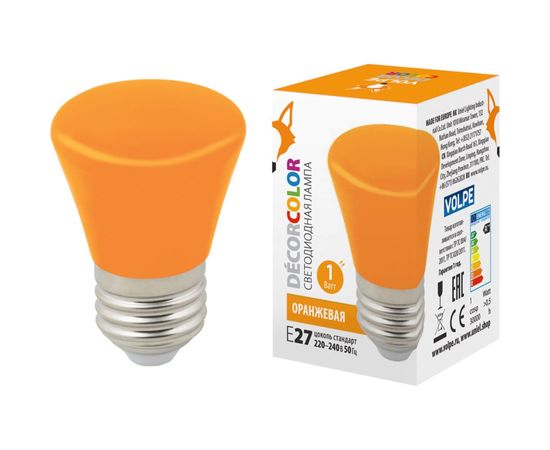 Декоративная светодиодная лампа Volpe LED-D45-1W/ORANGE/E27/FR/С BELL UL-00005642 