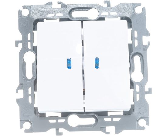 Двойной выключатель с подсветкой ЭРА 12-1105-01 10АХ-250В белый Б0014657 – изображение 3
