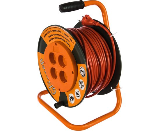 Силовой удлинитель на катушке 4 гн. ПВС 2х1,5 Glanzen EB-50-006 00-00000524 – изображение 2