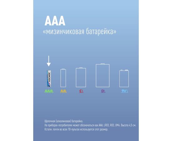Батарейка LR LR03 BP-5 (5 шт; блистер) КОСМОС KOCLR035BL – изображение 2