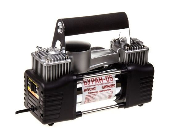 Металлический поршневой компрессор 50л/мин 2х с крокодилами в сумке 12АТМ SKYWAY БУРАН-05 S02001001 – изображение 3
