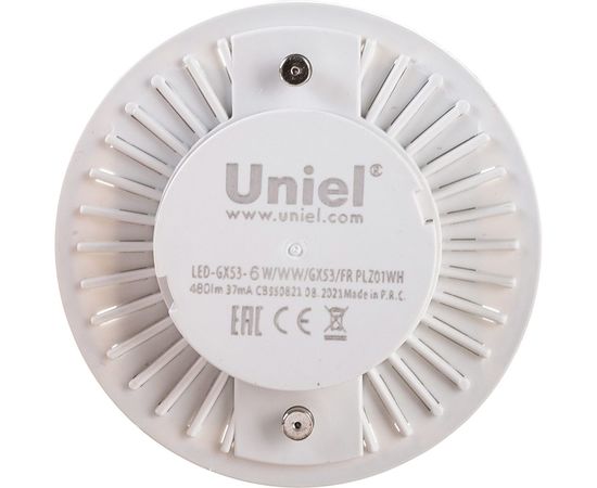 Светодиодная лампа Uniel LED-GX53-6W/WW/GX53/FR PLZ01WH, матовая. UL-00001670 – изображение 5
