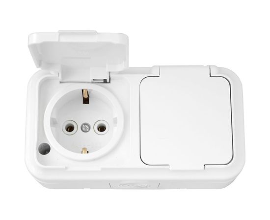 Розетка Bylectrica 2-местная ОУ с заз.конт. IP54, серия ПРАЛЕСКА АКВА, белый, РА16-303 