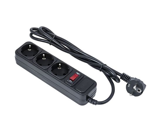 ExeGate Сетевой фильтр SP-3-1.8B 3 евро с заземлением, 1.8м, выключатель с подсветкой, черный 221176 