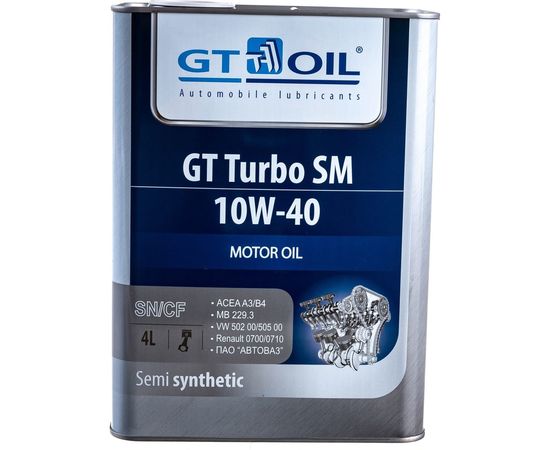Масло Turbo SM, SAE 10W-40, API SM,SN/CF, 4 л GT OIL 8809059407028 