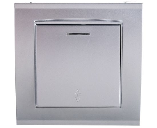 Выключатель UNIVersal Бриллиант 1 клавиша, проходной с подсветкой, серебро 7949636 