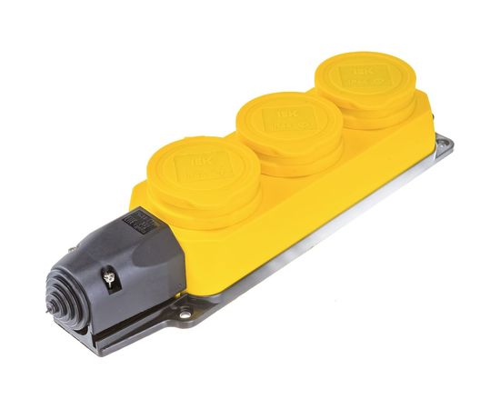 Трехместная розетка IEK РБ33-1-0м ОМЕГА, IP44, жёлтая PKR61-016-2-K05 