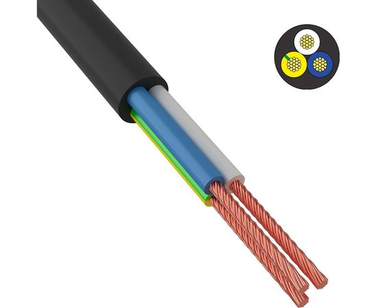 Провод ПВС ККЗ 3х0,75 кв.мм 200 м черный ГОСТ 01-8043-4 