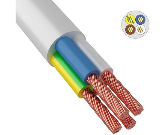 Провод ПВС ККЗ 4x0,75 кв.мм 200 м белый ГОСТ 01-8204-1 