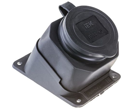 Угловая настенная розетка с защитной крышкой IEK РБу13-1-0м ОМЕГА, IP44 PKR22-016-2-K02 