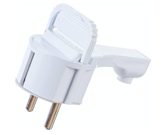 Угловая плоская вилка за шкаф с/з, 16А, белая FLAT PLUG Electraline 55043 