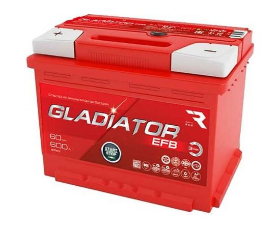 Аккумуляторная батарея Gladiator 60 А/ч, обратная полярность, тип вывода конус GEF6000 