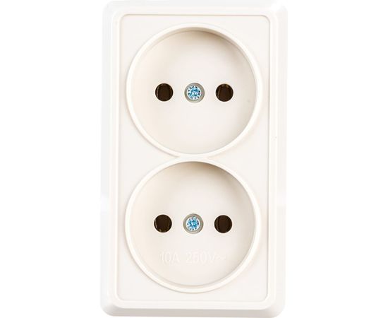 Наружная розетка IEK ОКТАВА 2местная, без з/к, 10А, кремовый ERO20-K33-10-DC 