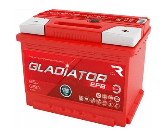 Аккумуляторная батарея Gladiator 65 А/ч, прямая полярность, тип вывода конус GEF6510 