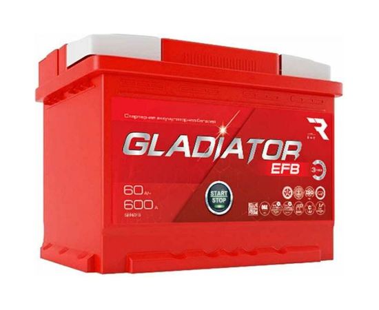 Аккумуляторная батарея Gladiator 60 А/ч, обратная полярность, тип вывода конус GEF6000 – изображение 2